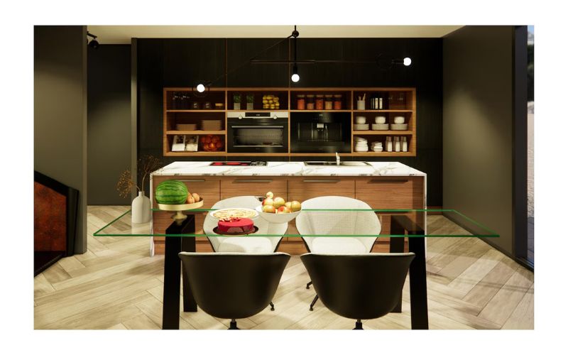 Khu vực bếp và bàn ăn