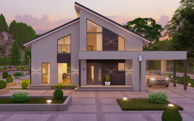 Mẫu nhà tiền chế kết hợp với sân vườn