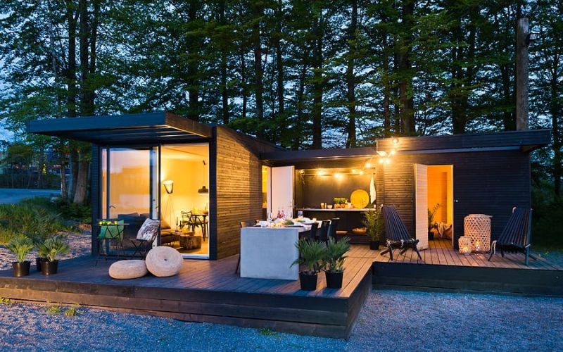 Mẫu nhà lắp ghép 100 triệu mini hình chữ L