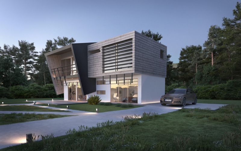 Mẫu nhà lắp ráp 2 tầng với phong cách tối giản